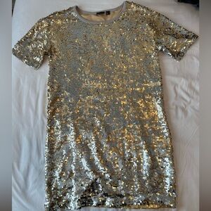 Free Press Silver and Gold Sequin dress